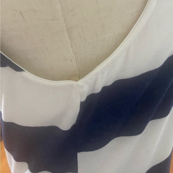 Anthropology THYME & HONEY NAVY BLUE & WHITE STRIPED MAXI LINED DRESS EUC SZ M - Picture 6 of 8